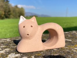 SERVIETTENRING KERAMIK TON UNLASIERT  KATZE BÜSI