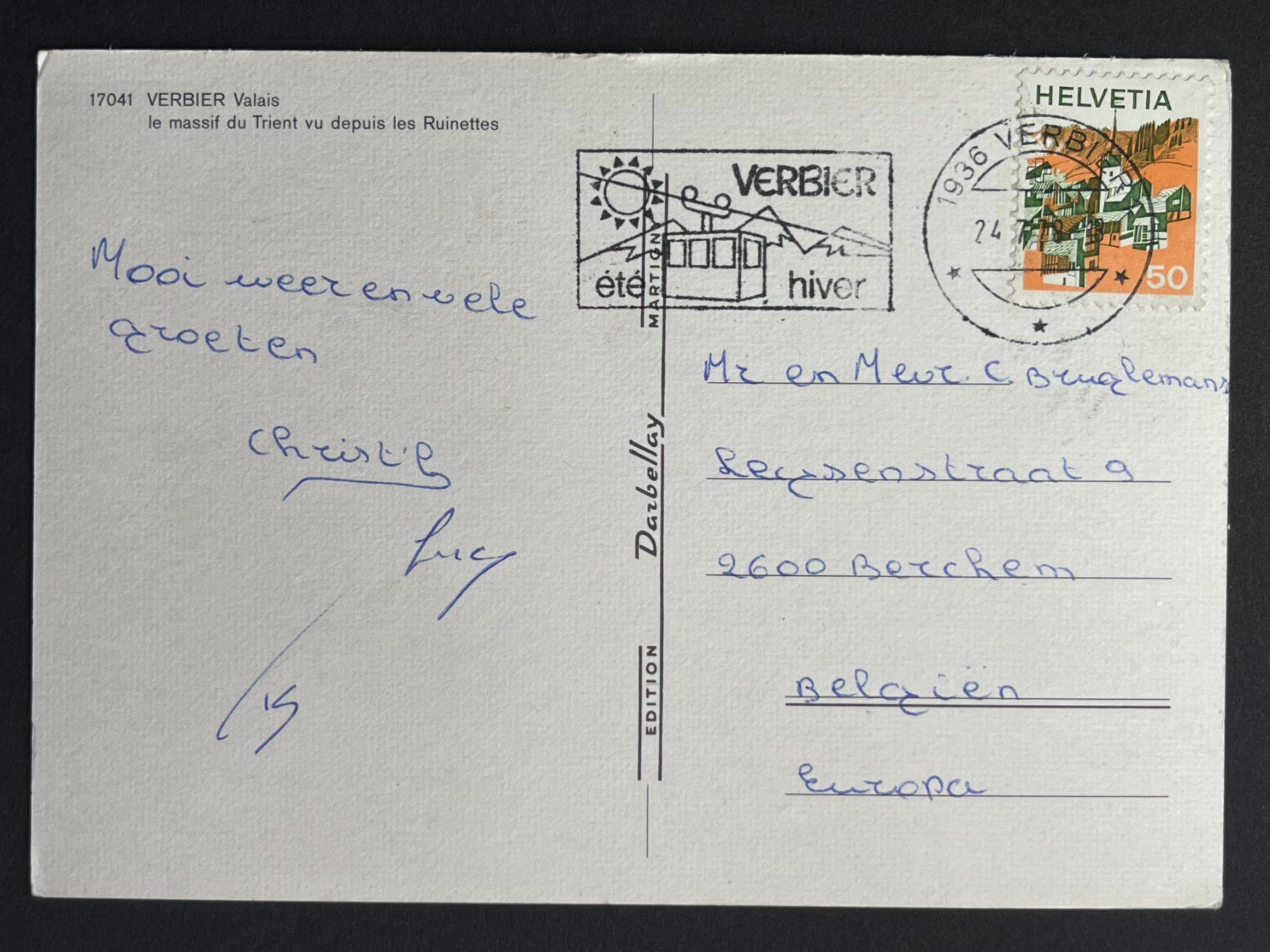 Cartes postales: Verbier - le massif du Trient – D'occasion à Steg VS par danwer74 1