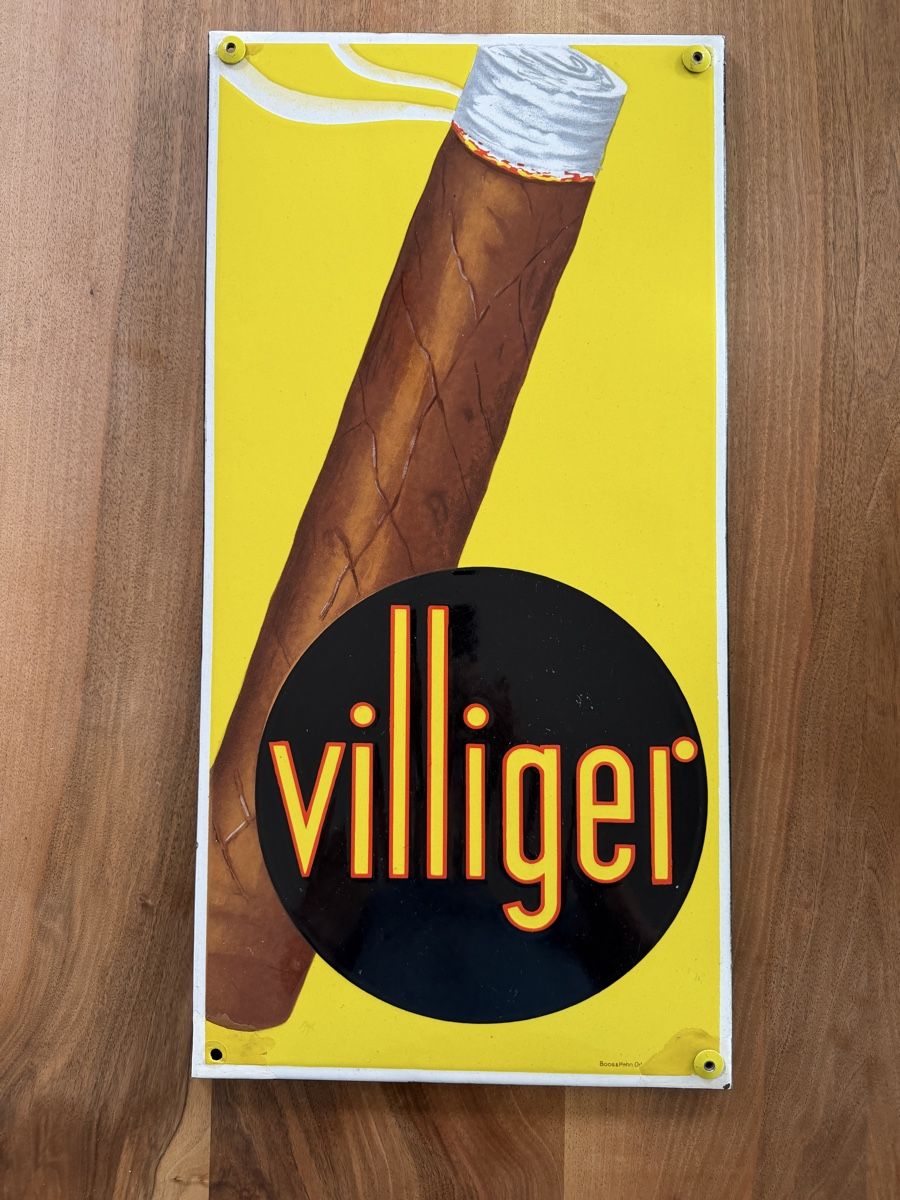 Insegne: Villiger Zigarren-Emailschild,  – Usato da Schwyz venduto da sero28