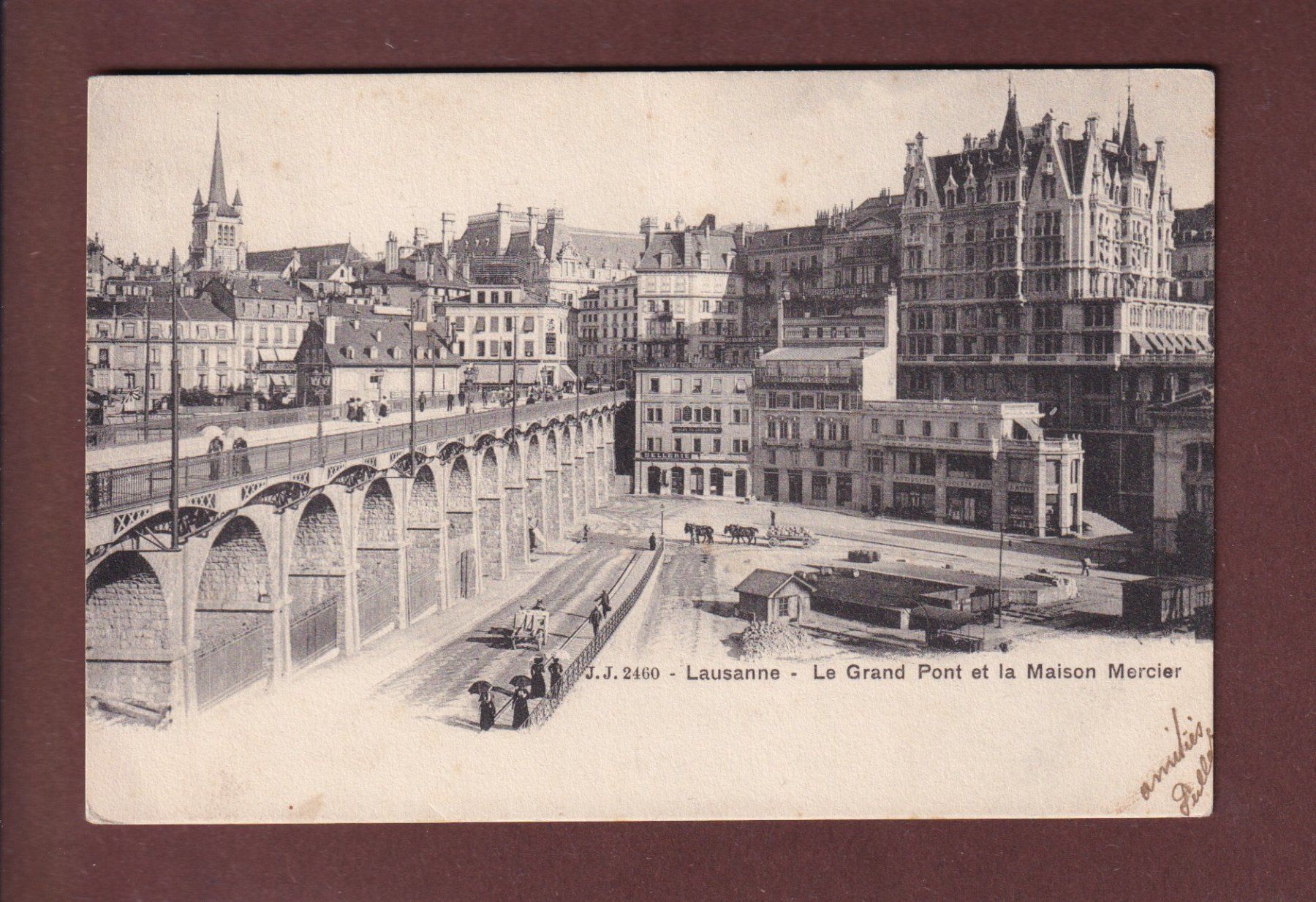Cartoline postali: LAUSANNE - Grand Pont - Flon - 1905 – Usato da Pully venduto da nicecards