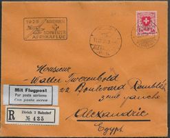 1926 R/Afrikaflug ZH - ALEXANDRIA Einzelfrank. selten ab 1.-