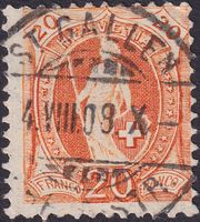 94A (Stehende) mit idealem Vollstempel St.GALLEN: 4.AUG.1908
