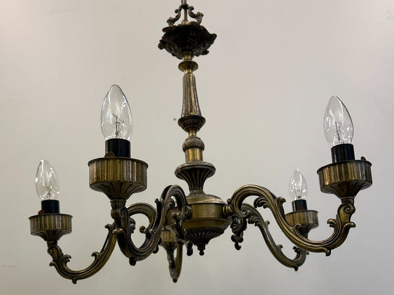 Kronleuchter & Deckenlampen: Antike Messing Hängelampe / Lampe mit 5 Leuchten – Gebraucht aus Luzern von Lager6640 8