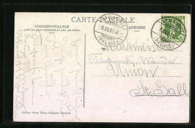 Cartoline postali: Saint-Maurice, Vue générale et la Dent – Usato da Berlin venduto da bartko-reher 1