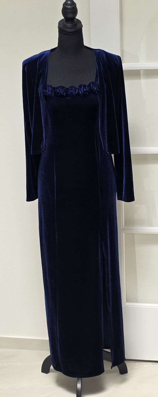 Vestiti: Abendkleid mit Bolero dunkelblau Samt Grösse S/M – Nuovo (secondo la descrizione) da Rheinsulz venduto da Gilea