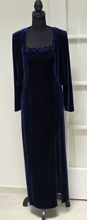 Abendkleid mit Bolero dunkelblau Samt Grösse S/M