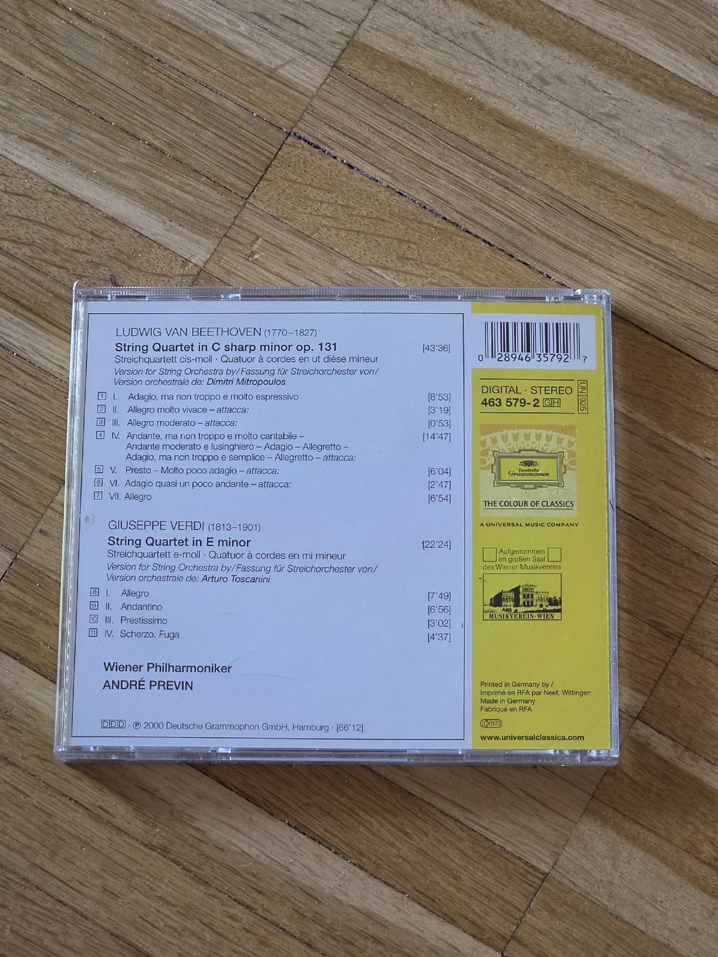 CD: CD: Beethoven und Verdi: Streichquartette  – Usato da Aesch BL venduto da immon 1