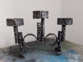 Skulpturaler 3-flammiger Kerzenständer im Brutalismus-Stil