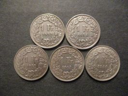 5 x 1.- Fr  1932-34-36-43-44 Superbes pièces Superbe qualité