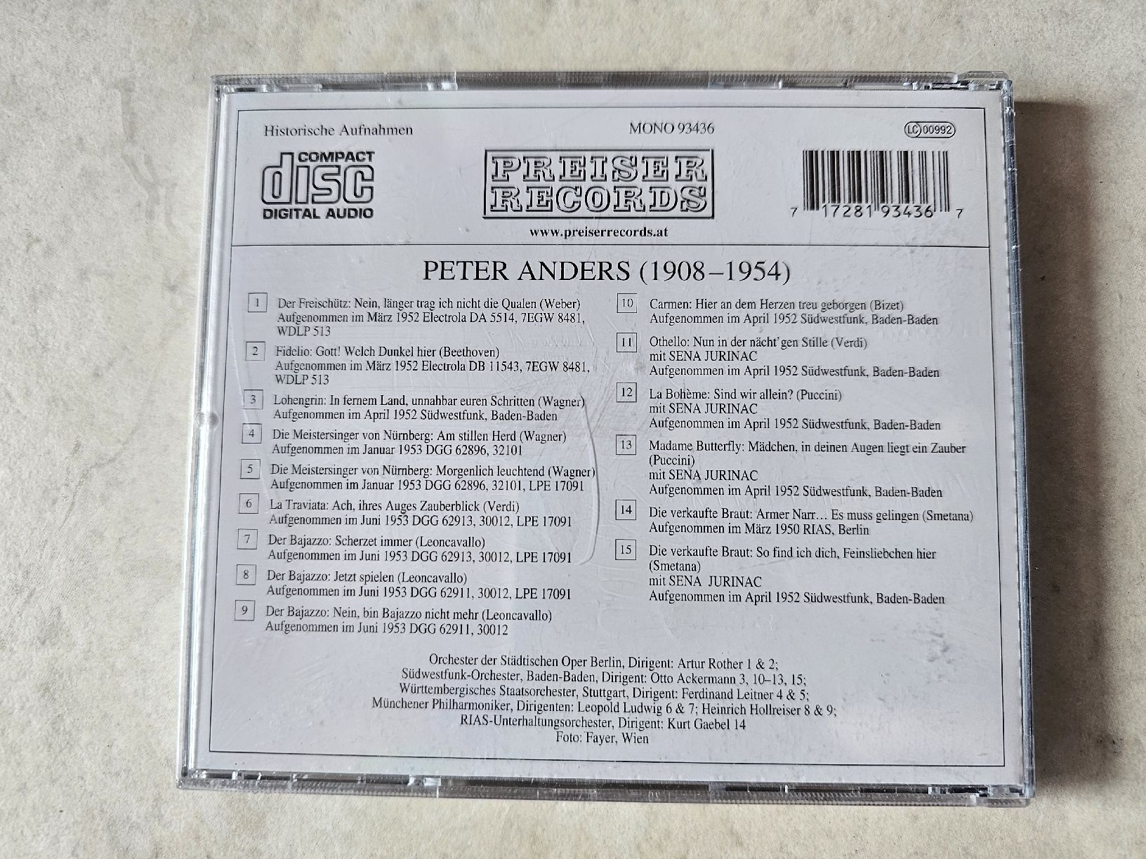CD: Peter Anders  -  1908 - 1954  /  Fabrikneu – Nuovo e nell'imballaggio originale da Schneisingen venduto da backstore24 1