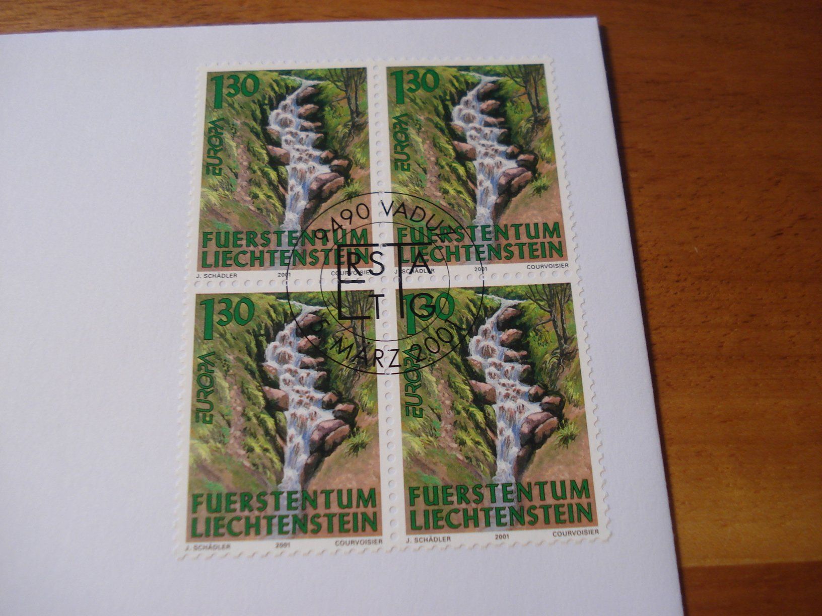 Alle Briefmarken: Liechtenstein 2001, Fliessgewässer, Einzel + 4erbl – Gebraucht aus Niederwil AG von morostahu