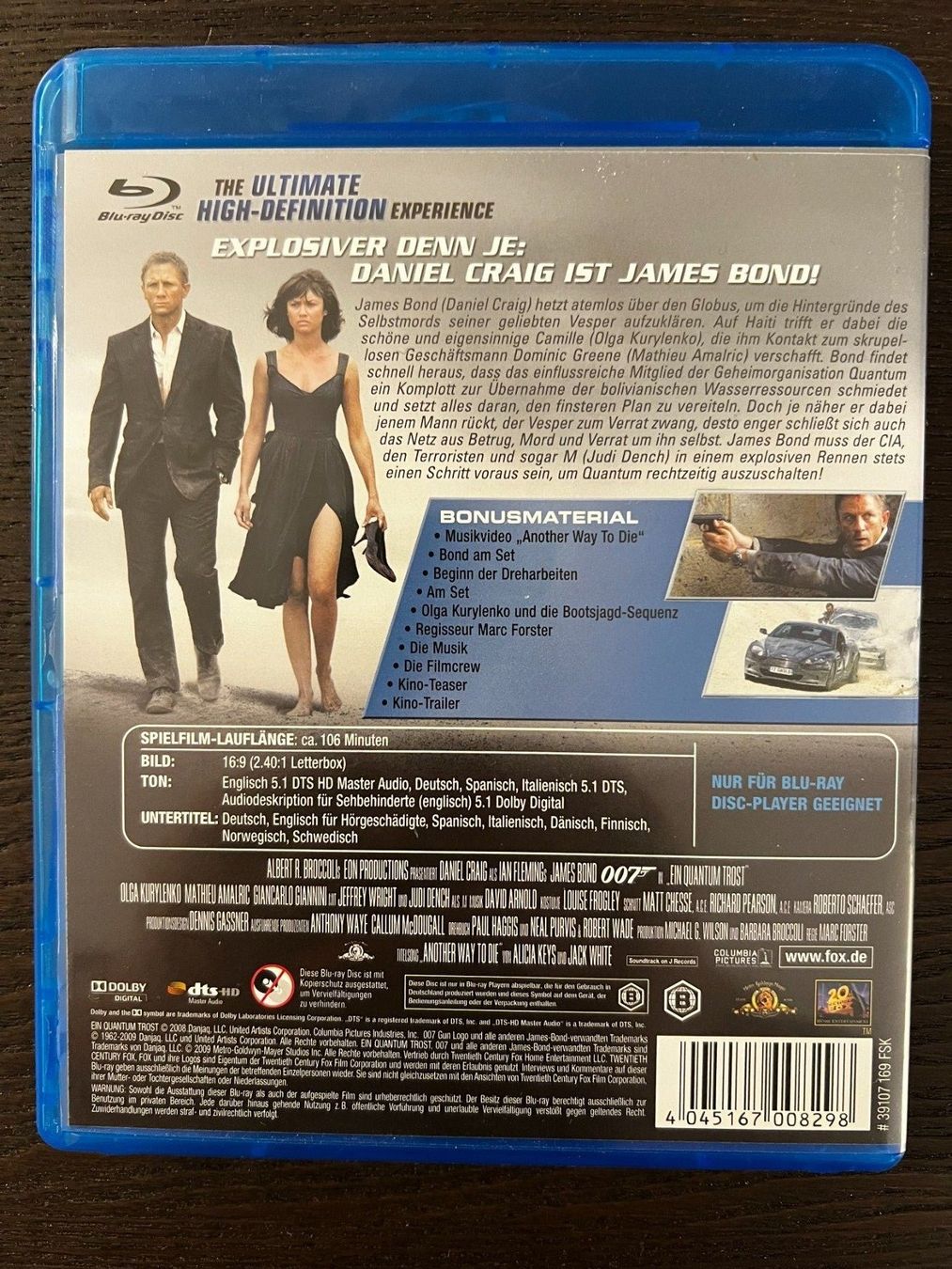 Tutti i DVDs: 007 Ein Quantum Trost – Usato da Zürich venduto da Blu-ray_ZH 1