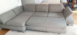 Ecksofa W.Schillig Stoff Grau mit Schlaffunktion