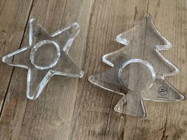 Weihnachtsdeko: 2 Kerzenständer Glasi Hergiswil/Stern/Tanne