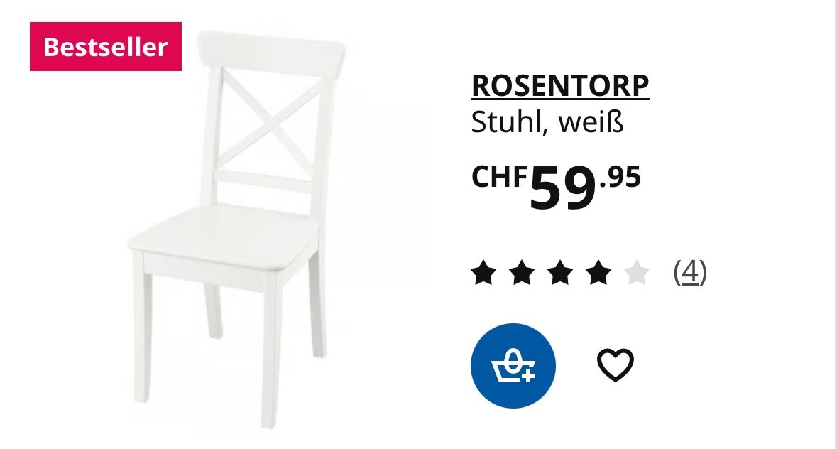 Ikea Chaises: Esszimmerstühle (6) weiss – D'occasion à Zürich par jes_78gl 2