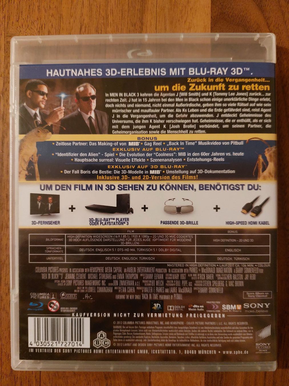 Tutti i DVDs: Blu Ray 3D & 2D - MIB Men in Black 3 – Usato da Rheinfelden venduto da FilmAuktion 1