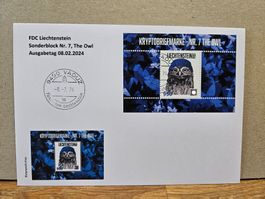 FDC Crypto-Stamp Nr. 7, The Owl, Violett