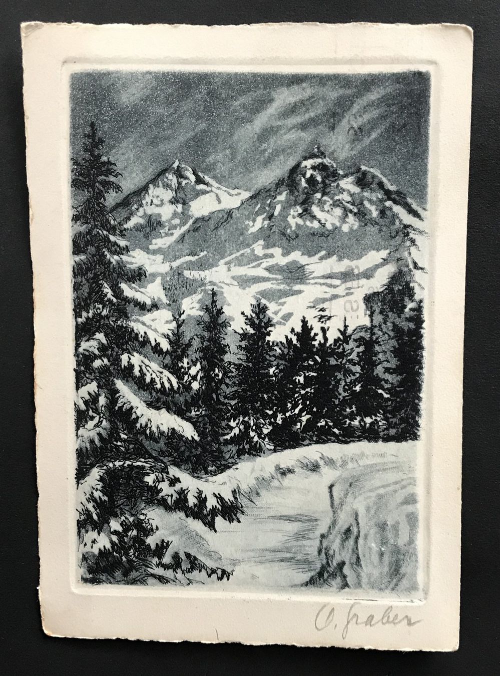 Cartoline postali: ANTIKE AK AROSA-LIEBESPFAD ORIGINAL-RADIERUNG – Usato da Ostermundigen venduto da wini63