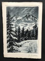 ANTIKE AK AROSA-LIEBESPFAD ORIGINAL-RADIERUNG