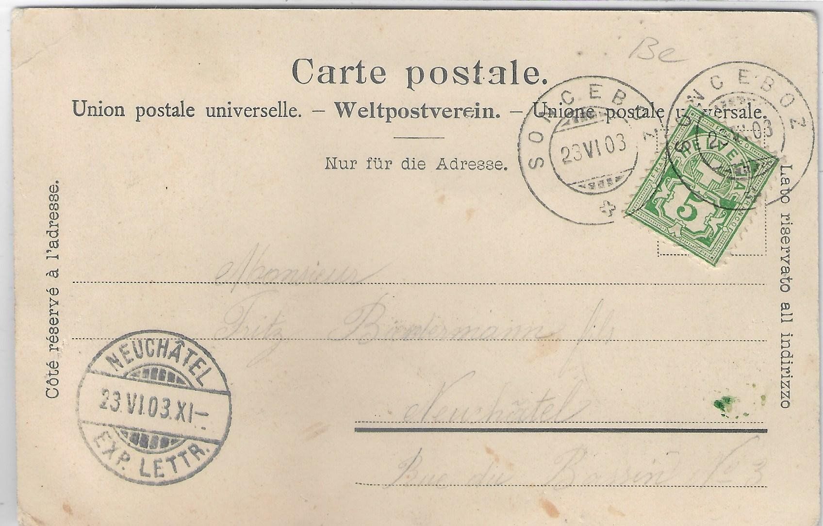 Ansichtskarten: Sonceboz - Vue generale – Gebraucht aus Ettingen von Kartenplanet 1