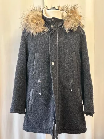 Pelzjacke mit Pelzfutter und Pelzkragen L