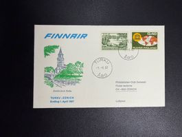Finnair Erstflugbrief Turku-Zürich 1967