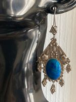Boucles d'oreilles vintage en argent et pierre bleue ✨ (53)