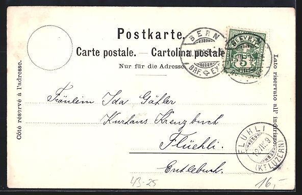 Ansichtskarten: Bern, Eidgen. Sängerfest 1899, die Helv – Gebraucht aus Berlin von bartko-reher 1