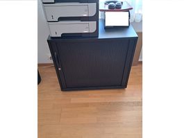 Büromöbel schwarz 80x45x73cm schwarz mit Rolltüre