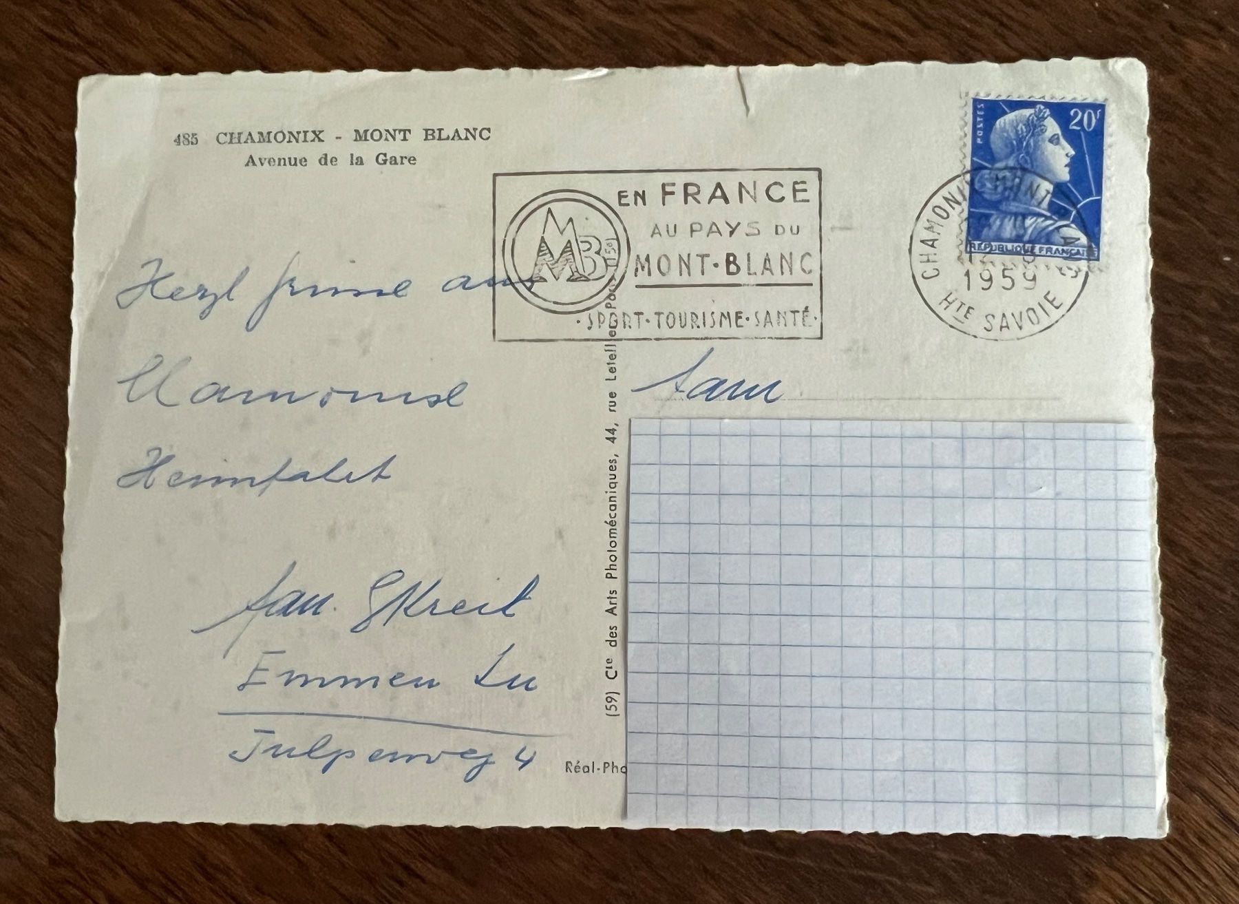 Cartoline postali: Postkarte aus Chamonix Mont Blanc – Usato da Grueningen venduto da ant_qb8l 1