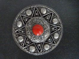 Brosche Fibel Koralle / 800 Silber