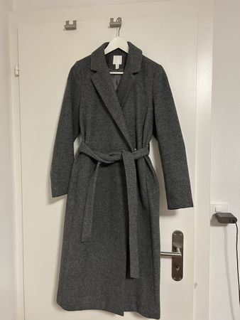 H&M Mantel grau Fischgrätenmuster Grösse 38 gebraucht