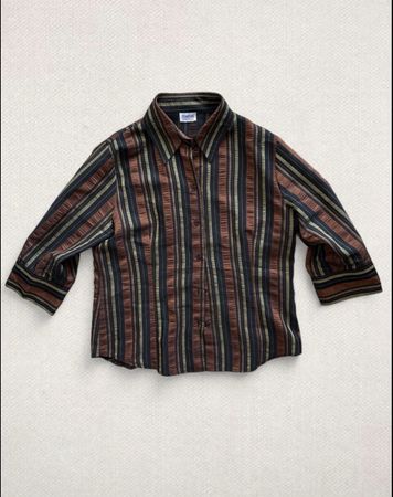 Damen Bluse Kingfield gestreift braun gruen Groesse 40
