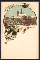 Winter-Lithographie Basel, Teilansicht d