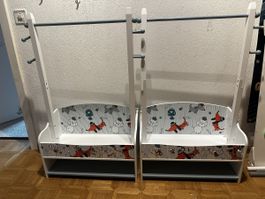 2x Kindergarderobe Children's Wardrobe, White, Storage