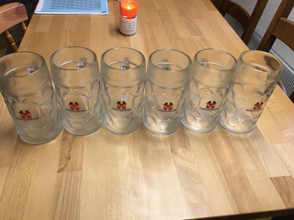 MamboCat Lot De 6 Chopes à Bière Céramique 0,5L Vintage Beige/Marron Avec Relief - Parfaites Pour Barbecue Et Fêtes