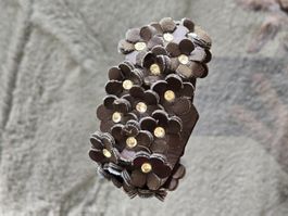 Schmuck-Armband Kunstleder Blumenmuster