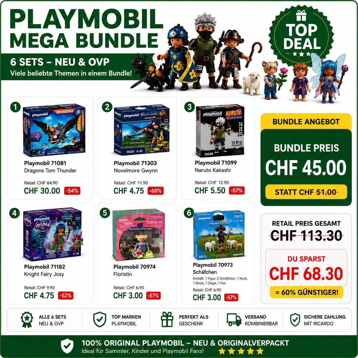 Playmobil Giocattoli: Playmobil Mega Bundle mit 6 neuen Sets in Originalverpackung – Nuovo e nell'imballaggio originale da Hallau venduto da lagerverkauf_ch