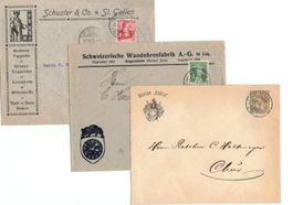 CH 3x Brief Umschlag Firma Uhren Teppich Alpenclub o 1902-21