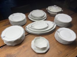 Art-Déco Limoges Tafelservice, Initialen RG/GR, 41 Teile