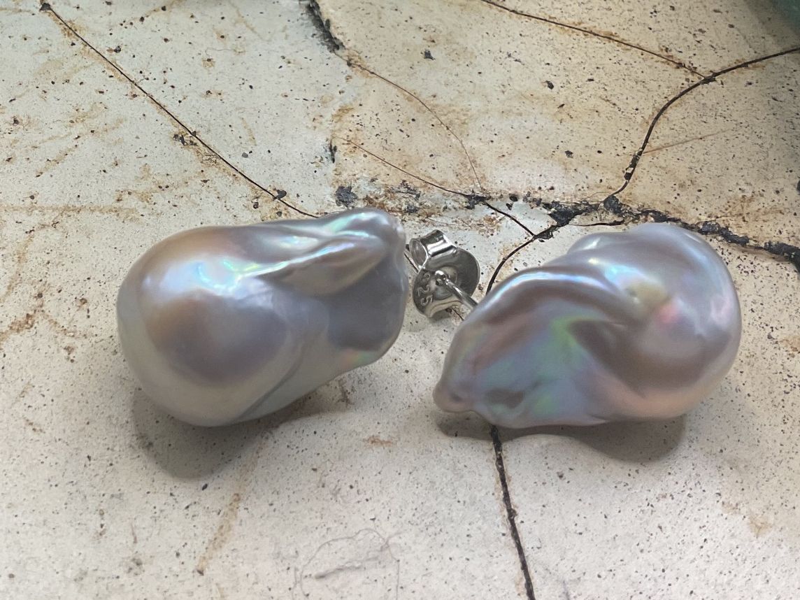Orecchini pendenti & Orecchini a lobo: Wow, grosse Ohrstecker, Barockperlen mit Sterlingsilber – Nuovo (secondo la descrizione) da luzern venduto da Alpendorf1