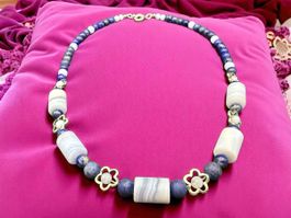 Unikat 💎 Halskette Lapislazuli und Chalcedon - Neu
