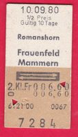 KARTON BILLETT, ROMANSHORN - MAMMERN,2.KLASSE,RETOUR,HALBTAX