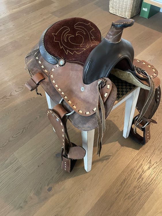 CHALLENGER Western Sattel Leder - Blumenmuster Sattel Für Pferde