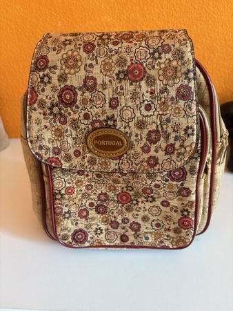 Rucksack Kork Design Portugal Blumenmuster neuwertig