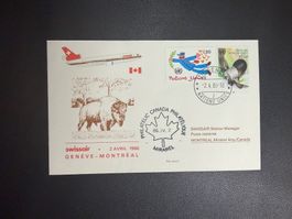 Swissair Erstflugbrief Genf-Montreal ab UNO 1986