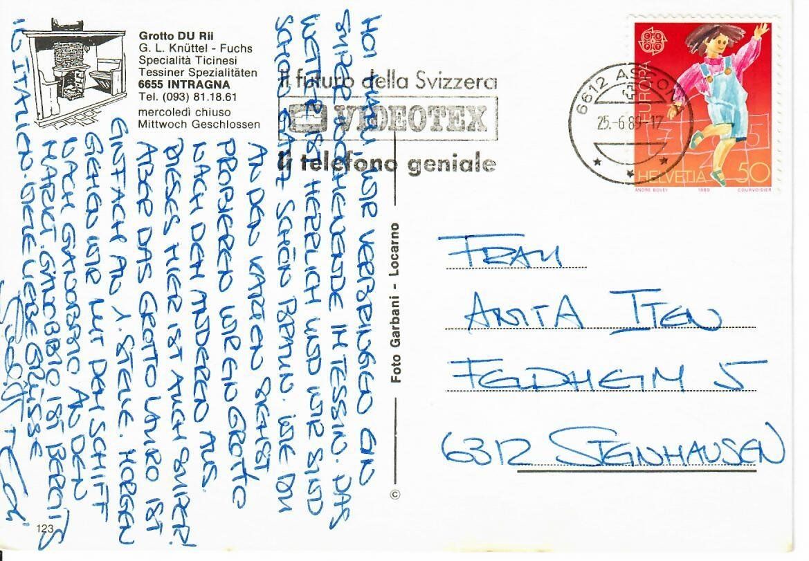 Cartoline postali: Osteria Grotto du Rii - Intragna – Usato da Hochdorf venduto da Ziegel-16 1