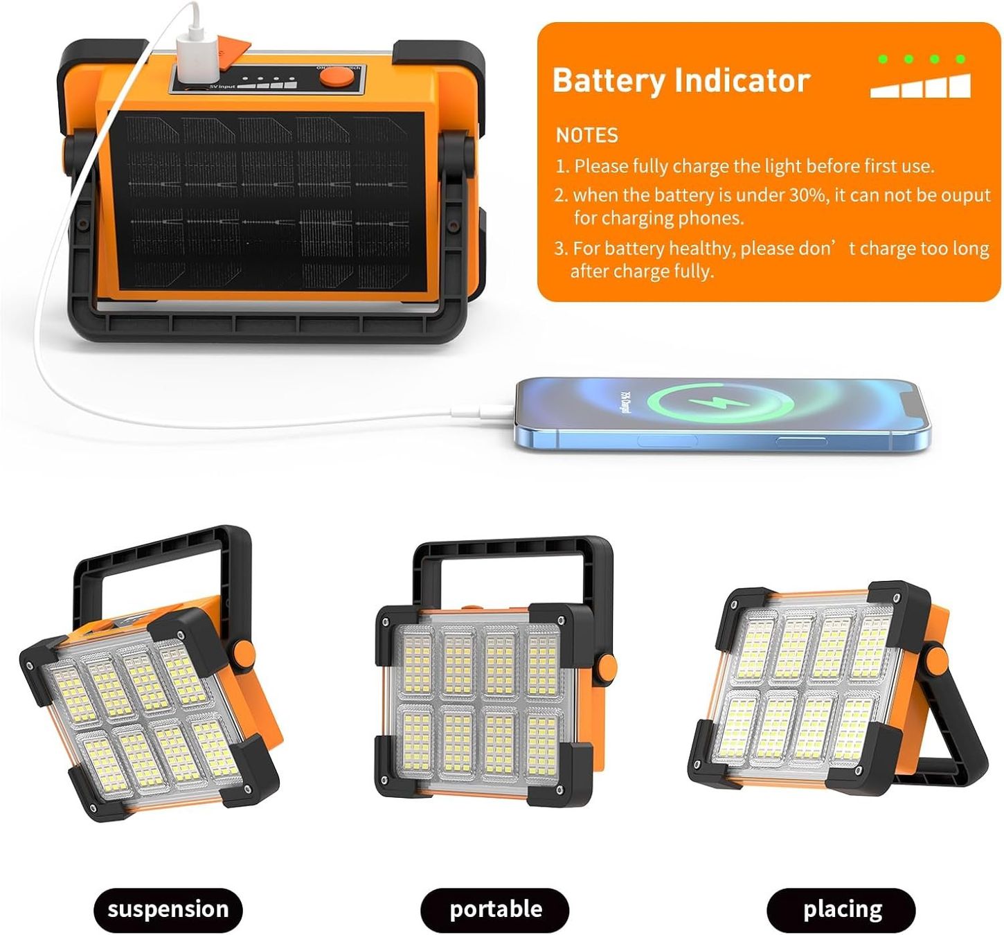 Lampade: 50W LED Solar Strahler mit 144 LED-Perlen – Nuovo e nell'imballaggio originale da Châtelaine venduto da topshop.switzerland 2