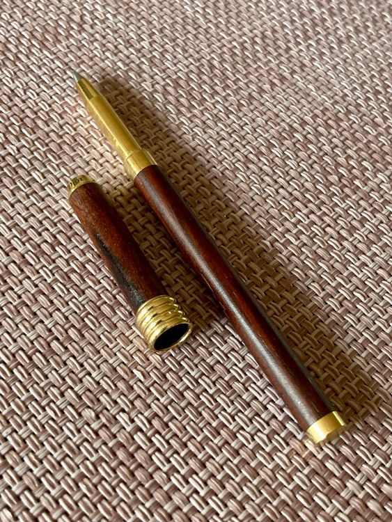 Buwei Vintage Kugelschreiber Aus Holz & Messing – Nachfüllbar, Mit Metallkappe & Clip