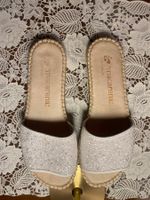 Macarena Pantoletten/Espadrilles Glitzer Weiss/Silber -Gr.37